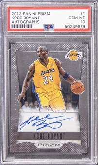 2012-13 Panini Prizm Autographs #1 Kobe Bryant Signed Card - PSA GEM MT 10